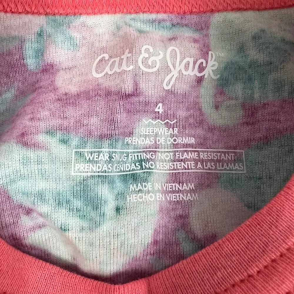 Cat & Jack Girls' Bird Floral Dark Red Snug Fit Pajama Set - Size 4 - NWT